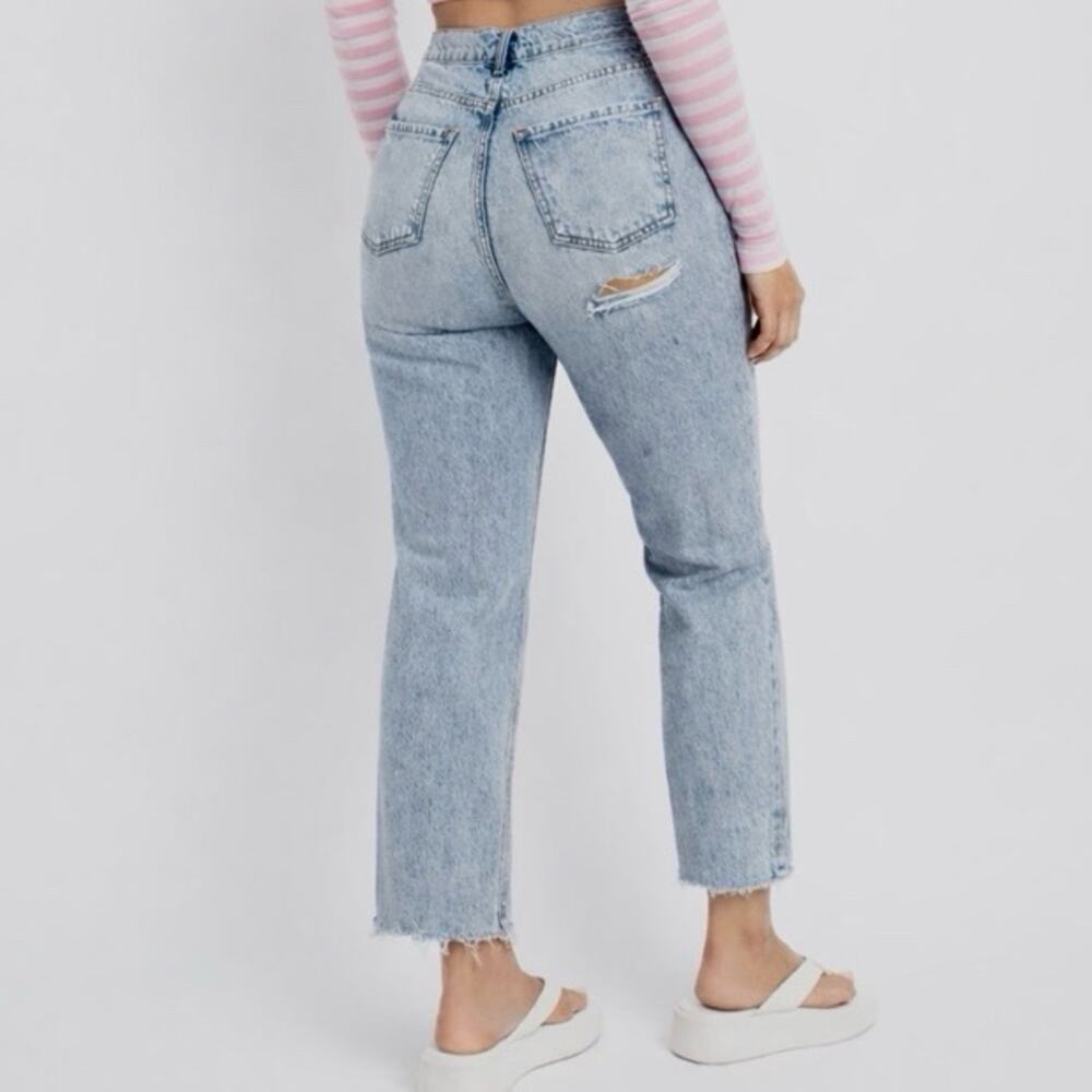 Revice Straight Leg Distressed Raw Hem Jeans Size 30
